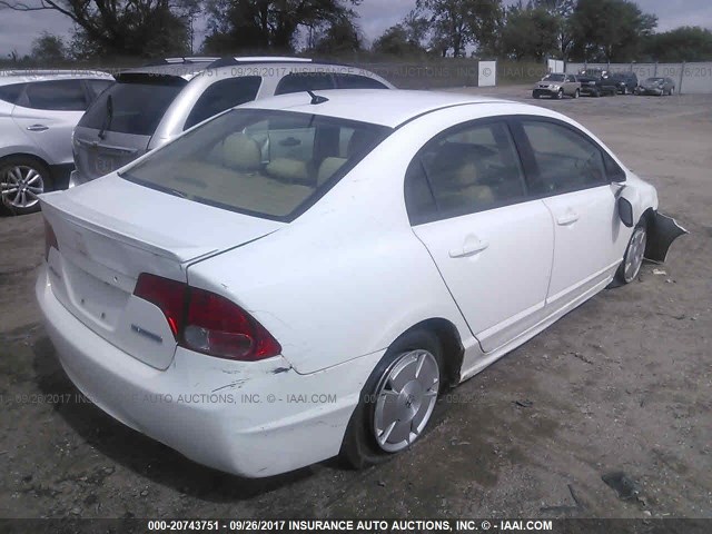 JHMFA362X7S030721 - 2007 HONDA CIVIC HYBRID WHITE photo 4