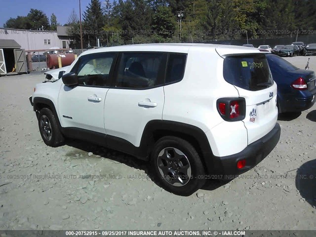 ZACCJAAT5GPC95478 - 2016 JEEP RENEGADE SPORT WHITE photo 3