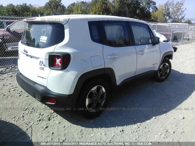 ZACCJAAT5GPC95478 - 2016 JEEP RENEGADE SPORT WHITE photo 4