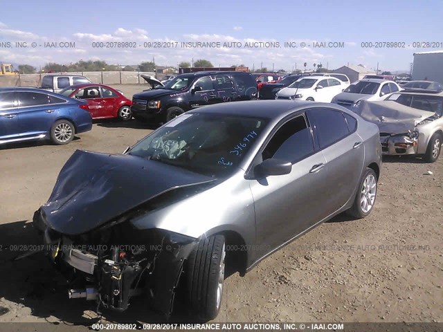 1C3CDFBAXDD346974 - 2013 DODGE DART SXT GRAY photo 2