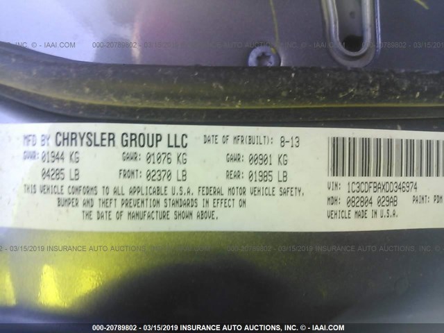 1C3CDFBAXDD346974 - 2013 DODGE DART SXT GRAY photo 9