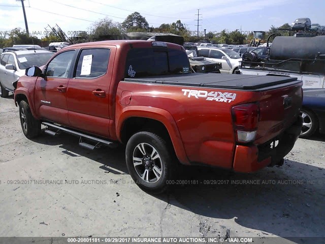 3TMCZ5AN2HM071087 - 2017 TOYOTA TACOMA DBL CAB/SR/TRDSPT/OR/PRO ORANGE photo 3