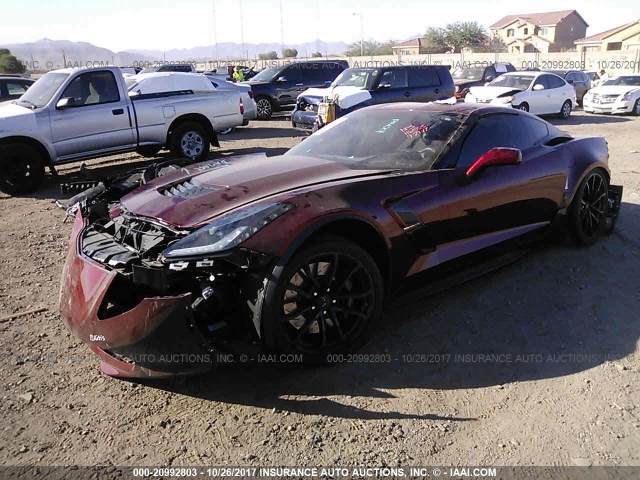 1G1Y12D72H5116553 - 2017 CHEVROLET CORVETTE GRAND SPORT/3LT MAROON photo 2