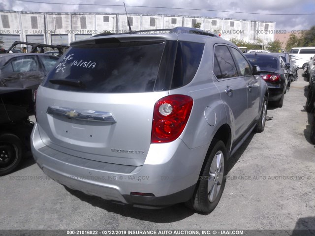 2GNALFEK2D6150978 - 2013 CHEVROLET EQUINOX LTZ SILVER photo 4