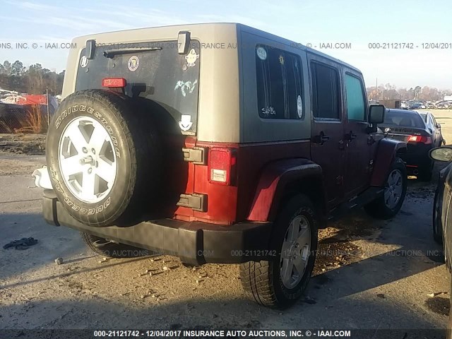 1J8GA59127L144140 - 2007 JEEP WRANGLER SAHARA RED photo 4