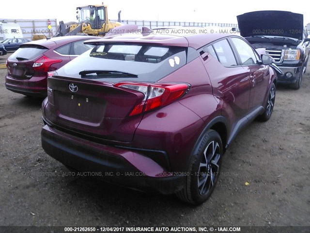 NMTKHMBX7JR012095 - 2018 TOYOTA C-HR XLE/XLE PREMIUM MAROON photo 4