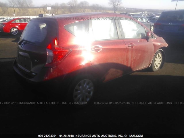 3N1CE2CP0EL382692 - 2014 NISSAN VERSA NOTE S/S PLUS/SV/SL RED photo 4