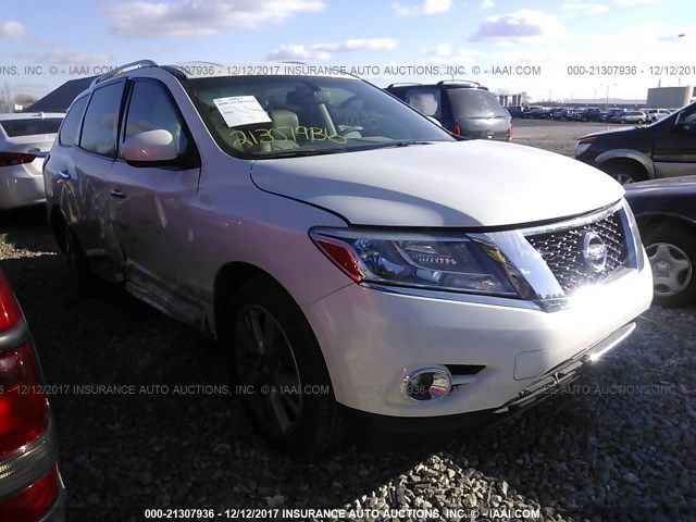 5N1AR2MM4EC626400 - 2014 NISSAN PATHFINDER S/SV/SL/PLATINUM WHITE photo 1