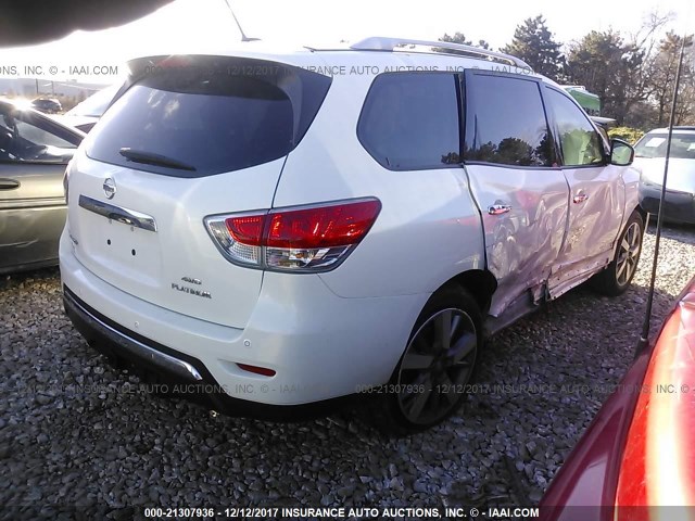 5N1AR2MM4EC626400 - 2014 NISSAN PATHFINDER S/SV/SL/PLATINUM WHITE photo 4