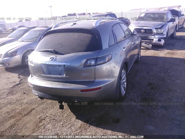 JNRBS08W55X400744 - 2005 INFINITI FX45 SILVER photo 4