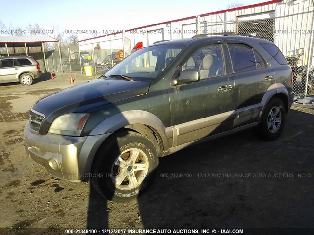 KNDJC733245212689 - 2004 KIA SORENTO EX/LX GREEN photo 2