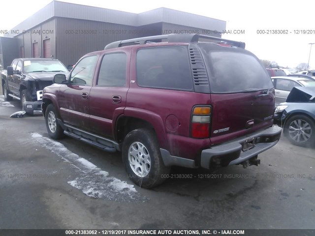 1GNEK13T65R160664 - 2005 CHEVROLET TAHOE MAROON photo 3