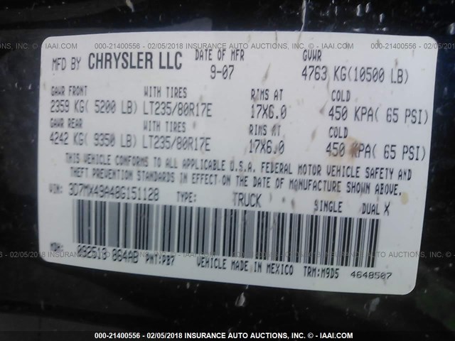 3D7MX49A48G151128 - 2008 DODGE RAM 3500 Unknown photo 10