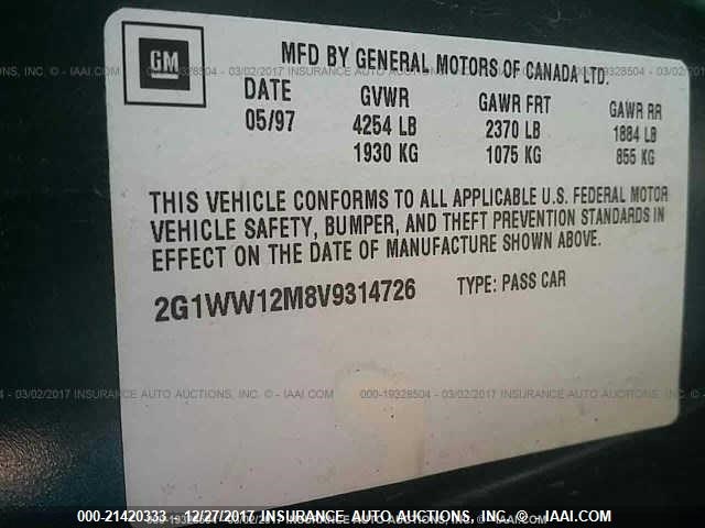 2G1WW12M8V9314726 - 1997 CHEVROLET MONTE CARLO LS Blau Foto 9