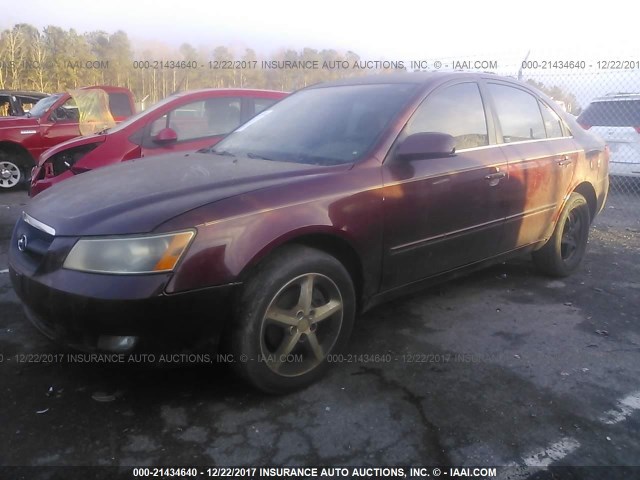 5NPEU46F67H242009 - 2007 HYUNDAI SONATA SE/LIMITED BURGUNDY photo 2