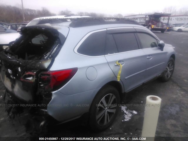 4S4BSENC4J3231630 - 2018 SUBARU OUTBACK 3.6R LIMITED Light Blue photo 4