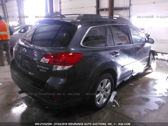 4S4BRDKC3C2277923 - 2012 SUBARU OUTBACK 3.6R LIMITED GRAY photo 4