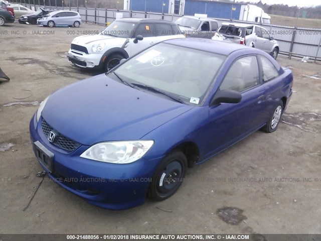 1HGEM22125L025064 - 2005 HONDA CIVIC DX VP BLUE photo 2