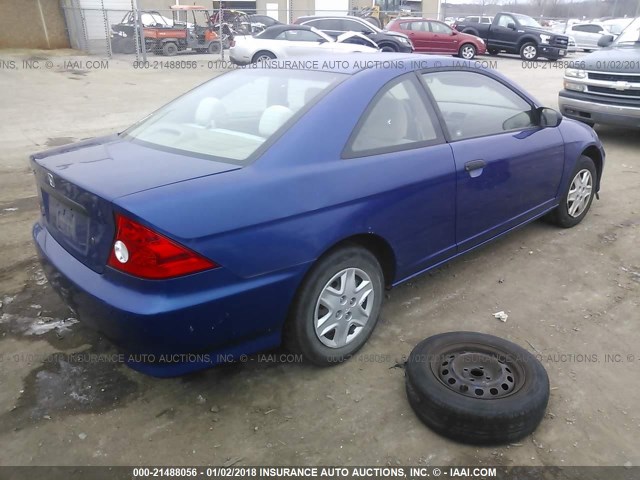 1HGEM22125L025064 - 2005 HONDA CIVIC DX VP BLUE photo 4