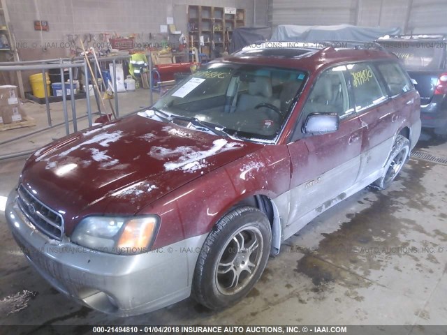 4S3BH686127650561 - 2002 SUBARU LEGACY OUTBACK LIMITED RED photo 2