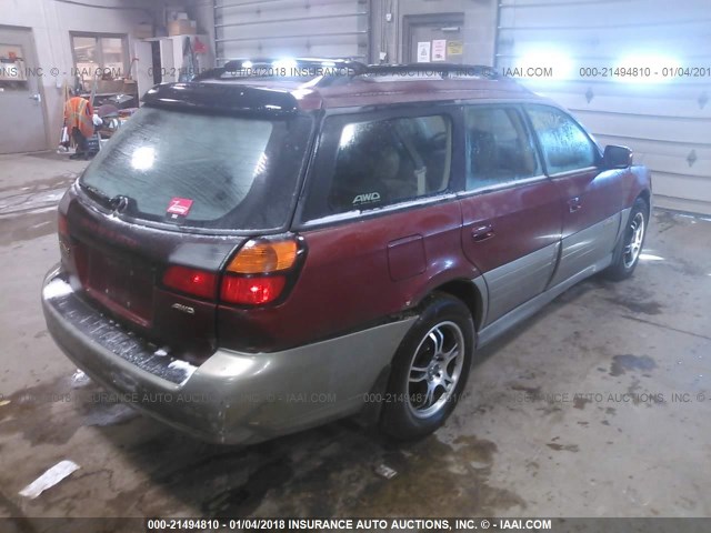 4S3BH686127650561 - 2002 SUBARU LEGACY OUTBACK LIMITED RED photo 4