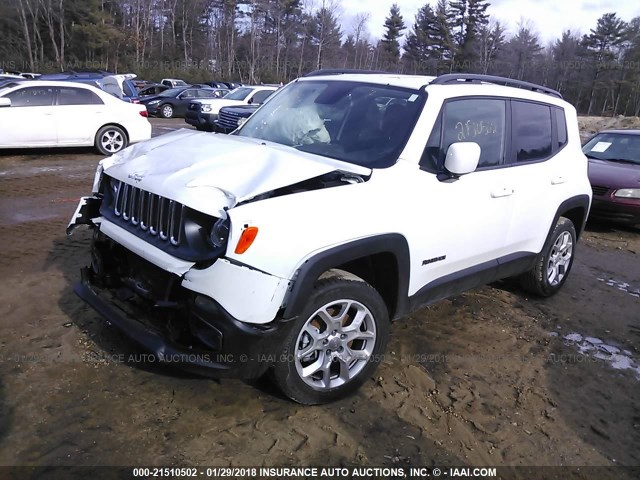 ZACCJBBB2HPF39861 - 2017 JEEP RENEGADE LATITUDE WHITE photo 2