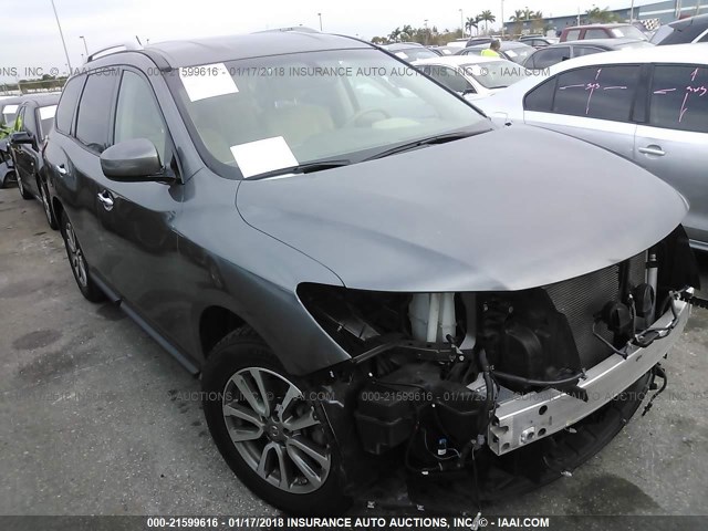 5N1AR2MNXFC618053 - 2015 NISSAN PATHFINDER S/SV/SL/PLATINUM GRAY photo 1