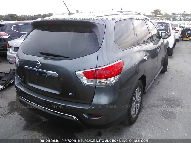 5N1AR2MNXFC618053 - 2015 NISSAN PATHFINDER S/SV/SL/PLATINUM GRAY photo 4