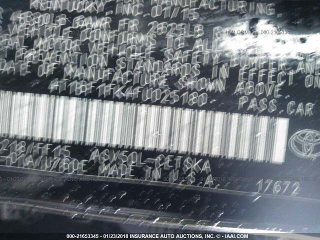 4T1BF1FK4FU025180 - 2015 TOYOTA CAMRY LE/XLE/SE/XSE BLACK photo 9