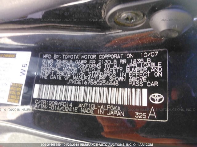 JTKDE167580254448 - 2008 TOYOTA SCION TC 黑色 照片 9