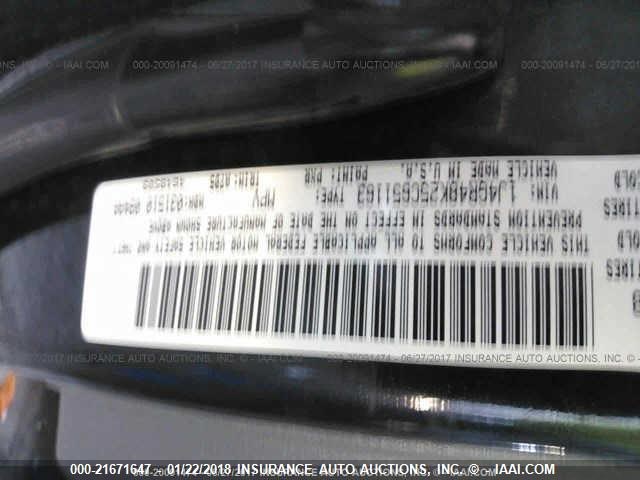 1J4GR48K25C651163 - 2005 JEEP GRAND CHEROKEE LAREDO/COLUMBIA/FREEDOM 黑色 照片 9