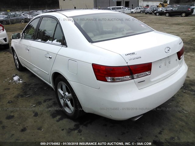 5NPEU46F37H201255 - 2007 HYUNDAI SONATA SE/LIMITED WHITE photo 3