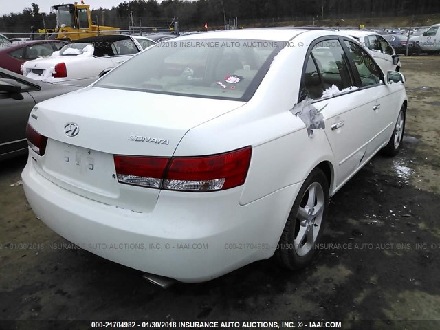 5NPEU46F37H201255 - 2007 HYUNDAI SONATA SE/LIMITED WHITE photo 4