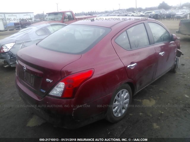 3N1CN7AP7CL834165 - 2012 NISSAN VERSA S/SV/SL RED photo 4