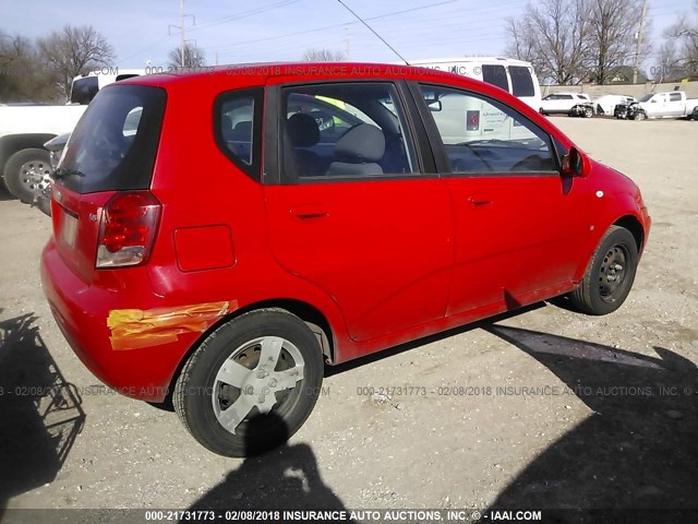 KL1TD66677B783498 - 2007 CHEVROLET AVEO LS RED photo 4