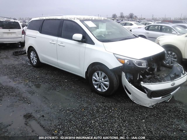 KNDMB5C1XG6216619 - 2016 KIA SEDONA LX WHITE photo 1