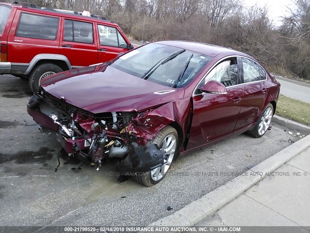 2G4GU5GXXH9166333 - 2017 BUICK REGAL GS RED photo 2