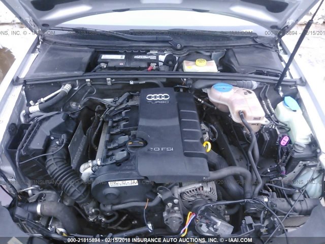 WAUAF78E08A109251 - 2008 AUDI A4 2.0T SILVER photo 10