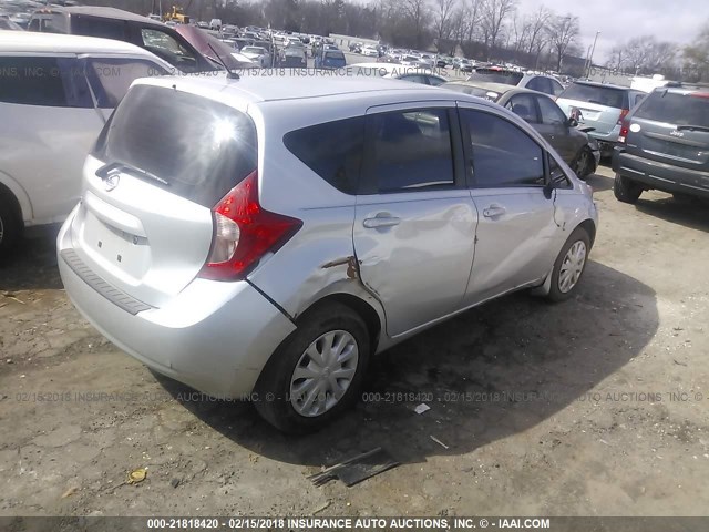 3N1CE2CPXFL431771 - 2015 NISSAN VERSA NOTE S/S PLUS/SV/SL/SR SILVER photo 4