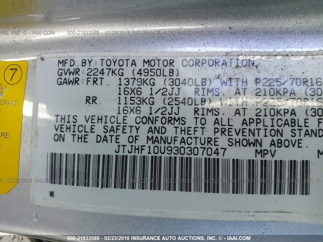 JTJHF10U930307047 - 2003 LEXUS RX 300 GRAY photo 9