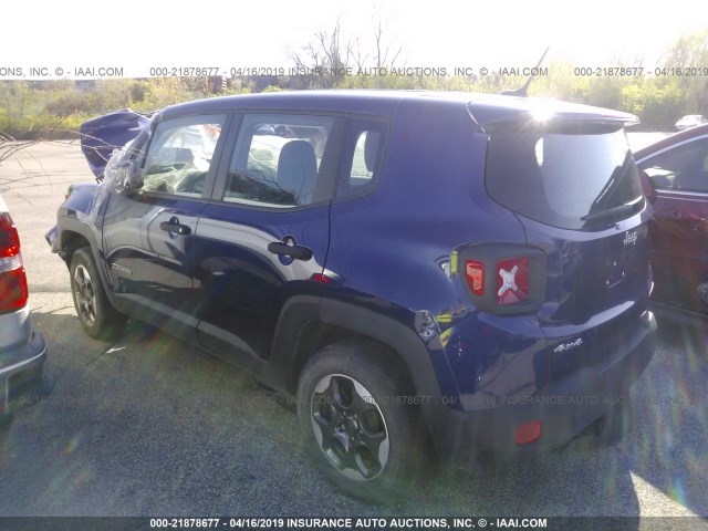 ZACCJBAW5GPC70967 - 2016 JEEP RENEGADE SPORT BLUE photo 3