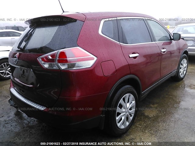 KNMAT2MT3FP564818 - 2015 NISSAN ROGUE S/SL/SV RED photo 4