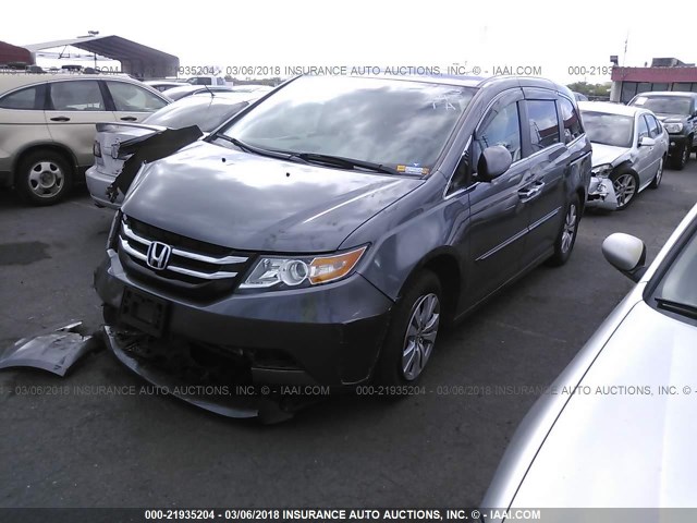 5FNRL5H65EB048784 - 2014 HONDA ODYSSEY EXL GRAY photo 2