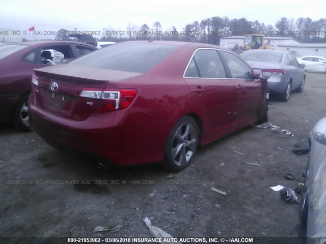 4T1BF1FK8EU822580 - 2014 TOYOTA CAMRY L/SE/LE/XLE RED photo 4