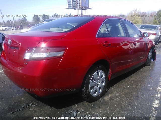 4T1BF3EKXBU648410 - 2011 TOYOTA CAMRY SE/LE/XLE 红色 照片 4