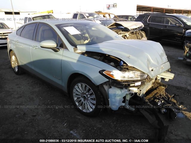 3FA6P0UU6ER240797 - 2014 FORD FUSION S HYBRID Light Blue photo 1