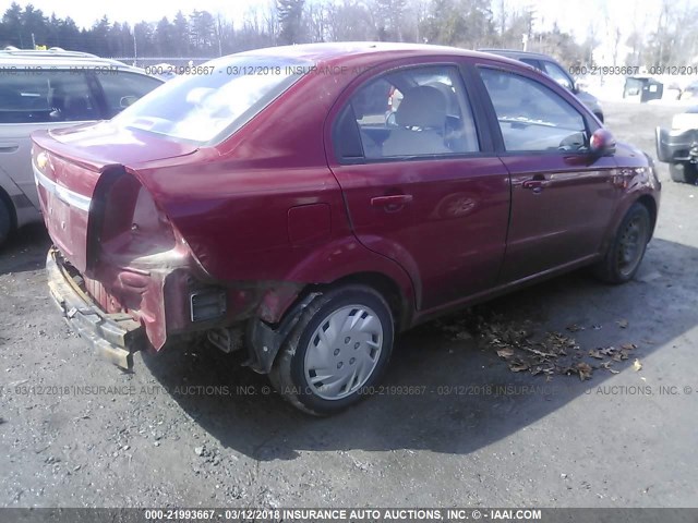 KL1TG5DE9AB108898 - 2010 CHEVROLET AVEO LT RED photo 4