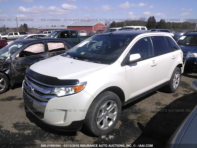 2FMDK4JC9DBB05017 - 2013 FORD EDGE SEL WHITE photo 2