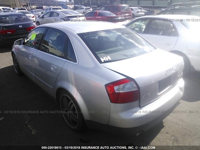 WAULT68E62A144878 - 2002 AUDI A4 3.0 QUATTRO SILVER photo 3