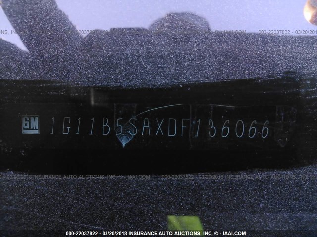 1G11B5SAXDF136066 - 2013 CHEVROLET MALIBU LS 黑色 照片 9